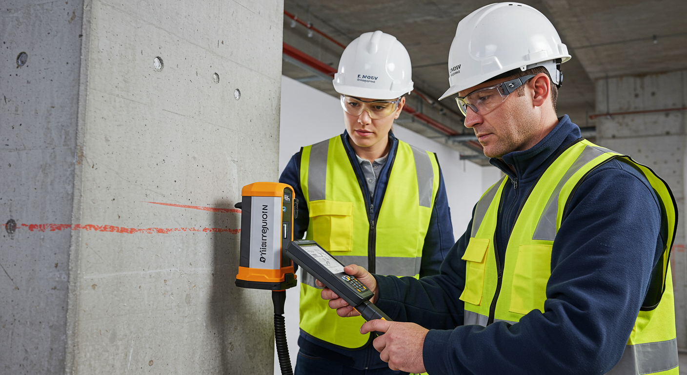 Engineers conducting a planned, orderly inspection of a bridge, representing proactive asset management.